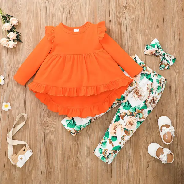 【18M-7Y】Three-piece suit for girls with lotus leaf lace skirt and trousers Only $42.86 - Lukalula.com 