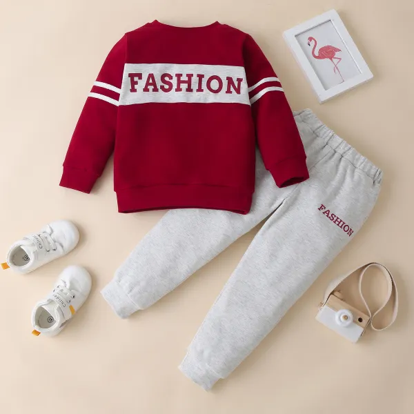 【18M-6Y】Boys Letter Prints Long Sleeve Sweatshirt And Pant Set - Popopieshop.com 