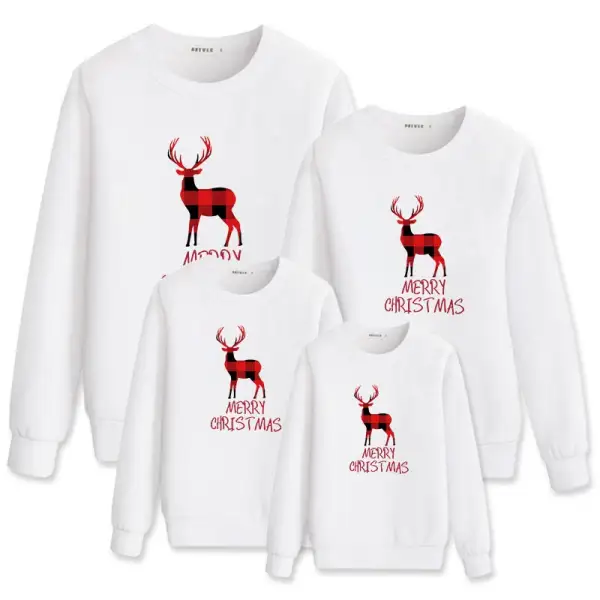Christmas Elk Cartoon Print Long Sleeve Sweatshirt Family Matching Only $41.64 - Lukalula.com 