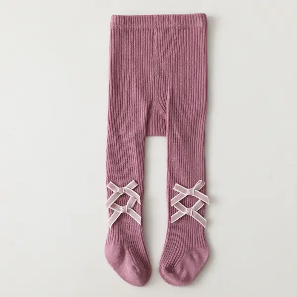 【6M-7Y】Girls Bowknot Decorated Pantyhose - Popopieshop.com 
