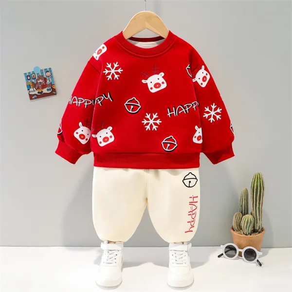 【12M-5Y】Kids Christmas Long Sleeve Sweatshirt And Pants Set - Popopiearab.com 