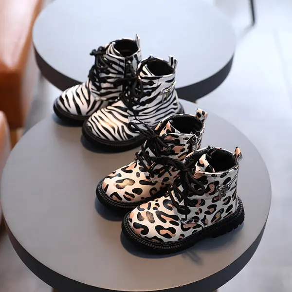 Kids British Style Animal Print Martin Boots - Popopiearab.com 