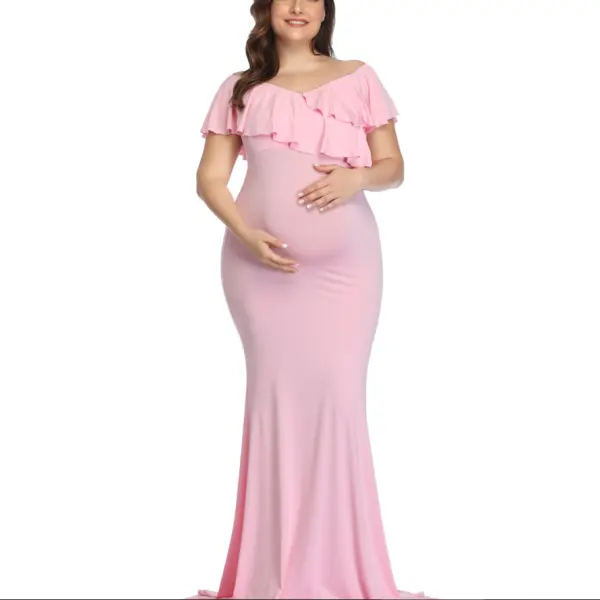 Maternity Ruffle Photoshoot Dress - Lukalula.com 