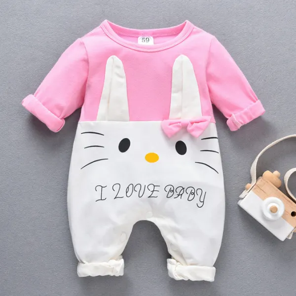 【0M-18M】 Baby Cute Cartoon Print Pink Romper Only $23.92 - Lukalula.com 