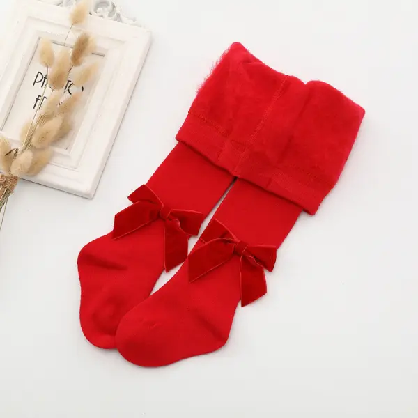 Baby / Toddler Velvet Bowknot Solid Tights Only $23.44 - Lukalula.com 