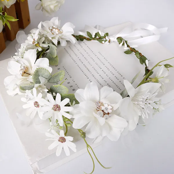 Bohemian Rhinestone Pearl Wedding Wreath Accessory - Lukalula.com 