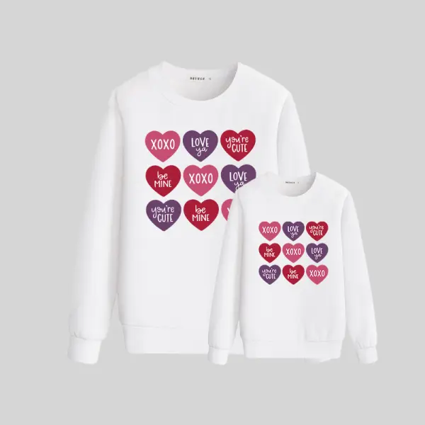 Casual Letter Heart Printed Long Sleeve Sweatshirt Mom And Girl Match Only $45.30 - Lukalula.com 