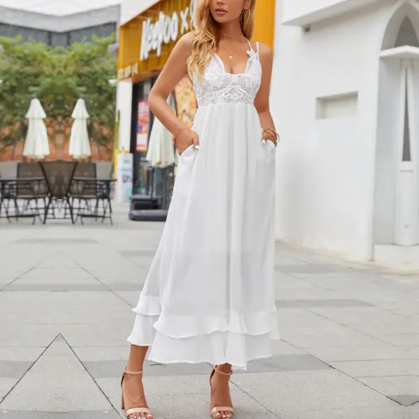Maternity Bohemian Lace Straps Gown Dress Only $59.49 - Lukalula.com 