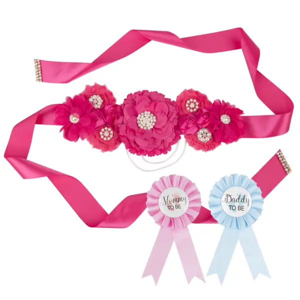 Maternity Flower Rhinestone Bud Silk Satin Belt Only $35.63 - Lukalula.com 