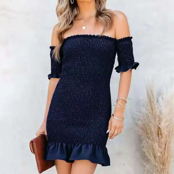 Maternity Off-shoulder Mermaid Short Dress Only $48.37 - Lukalula.com 