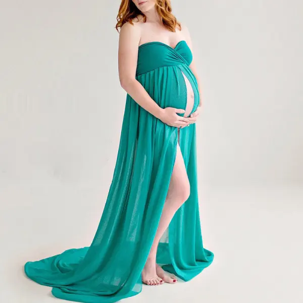 Maternity Split Long Photoshoot Dress - Lukalula.com 