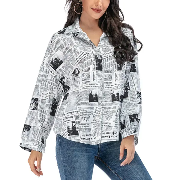Maternity Print Plus Size Loose Long Sleeve Shirt Top Only $28.03 - Lukalula.com 