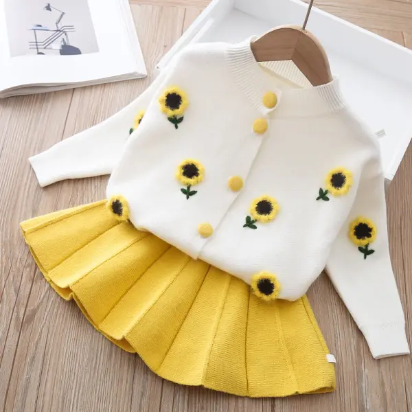 Cute Fruit Jacquard Lapel Sweater And Skirt Set - Lukalula.com 