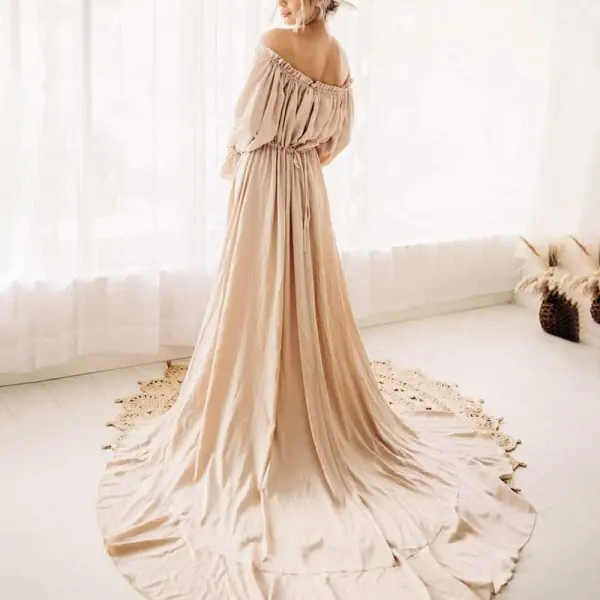 Maternity Strapless Shoulder Photoshoot Dress - Lukalula.com 