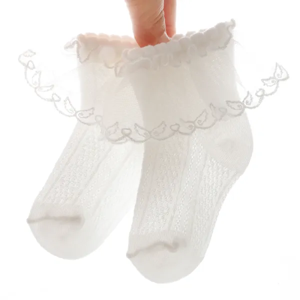 【0Y-8Y】Girls Wings Combed Cotton Lace Socks Only $8.89 - Lukalula.com 