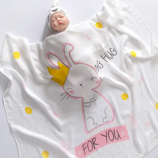 Bamboo Fibre Cartoon Pattern Baby Blanket Gauze Soft Absorbent Newborn Swaddle Blanket Shower Wipes - Lukalula.com 