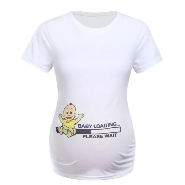 Maternity Baby Patterned English Alphabet Print Short-sleeved T-shirt - Lukalula.com 