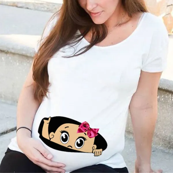 Maternity Funny Zipper Baby Clothes Plus Size Short Sleeve T-shirt - Lukalula.com 