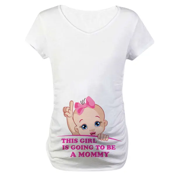Maternity Baby Print Casual Fashion Short-sleeved T-shirt - Lukalula.com 