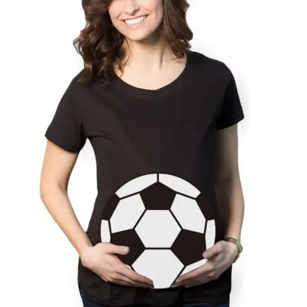 Maternity Football Creative Print Short Sleeve Loose T-Shirt - Lukalula.com 