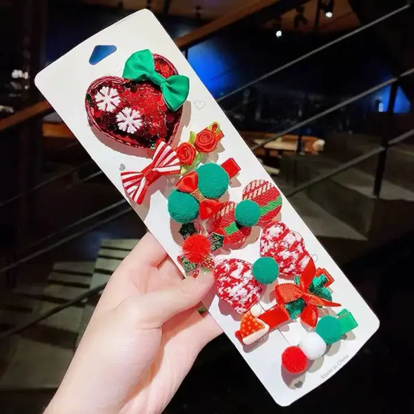 10-Piece Girl Christmas Red Hair Clips Only $10.00 - Lukalula.com 