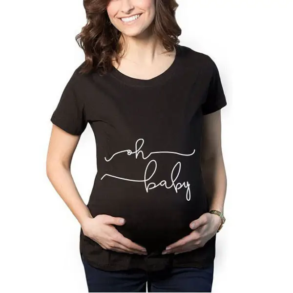 Maternity Babay Letter Print Short-sleeved T-shirt Top - Lukalula.com 