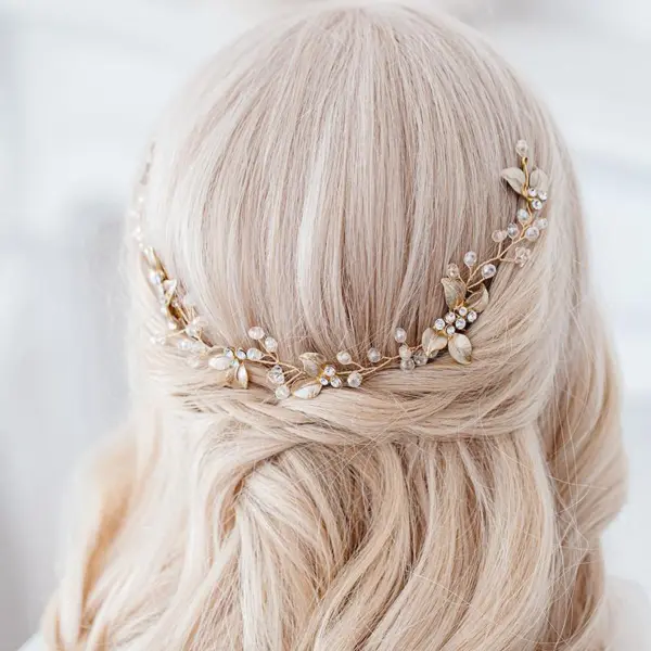 Bridal Hair Accessories Handmade Golden Twisted Flower Comb Hair Bridal Side Hair Comb - Lukalula.com 
