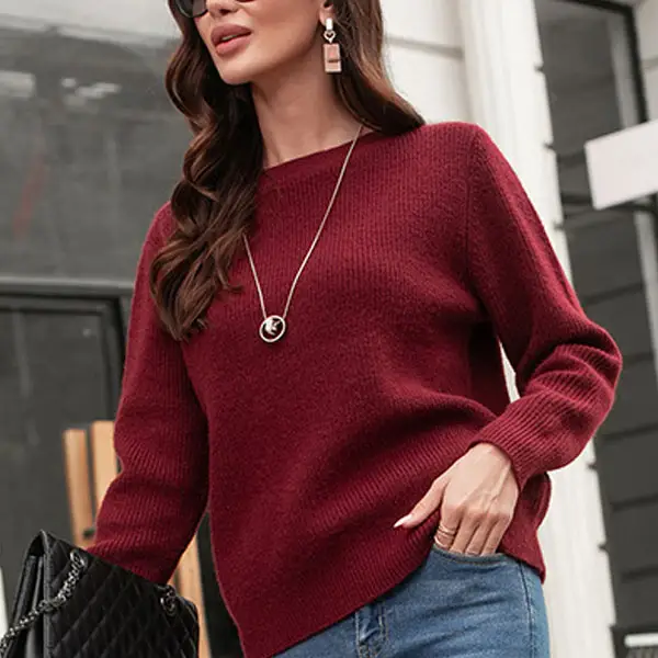 Maternity Simple Solid Color Low Neck Sweater Warm Bottoming Shirt - Lukalula.com 