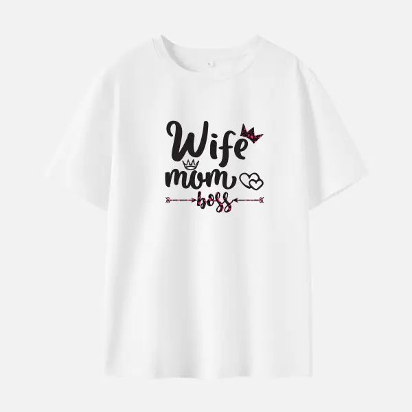 Maternity Letter Print Cotton Stain Resistant Short Sleeve T-shirt - Lukalula.com 