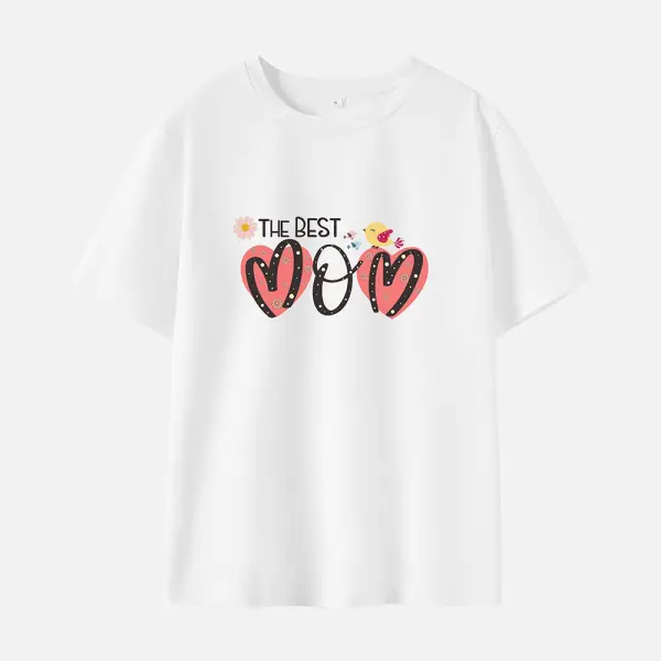 Maternity Cotton Stain Resistant Letters Heart Print Short Sleeve Tee - Lukalula.com 