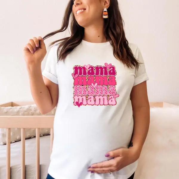 Maternity Cotton Stain Resistant Letters Print Short Sleeve Tee Only $23.79 - Lukalula.com 