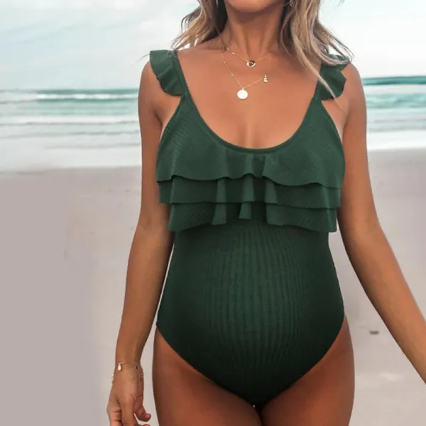Maternity Fashion Solid Color Swimsuit Only $14.47 - Lukalula.com 