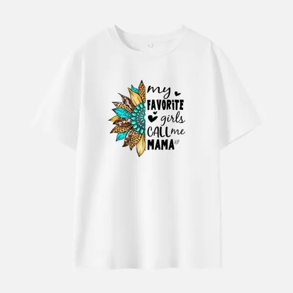 Women Cotton Stain Resistant Flowers Letters Print Short Sleeve Tee - Popopieshop.com 