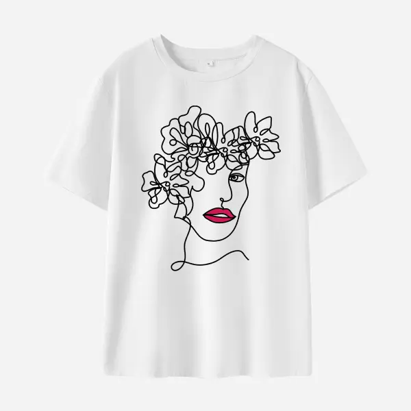 Women Cotton Stain Resistant Cartoon Print Short Sleeve T-Shirt - Lukalula.com 