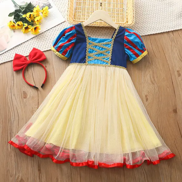 【2Y-10Y】2-Piece Girl Cute Snow White Square Neck Puff Sleeve Princess Dress - Lukalula.com 