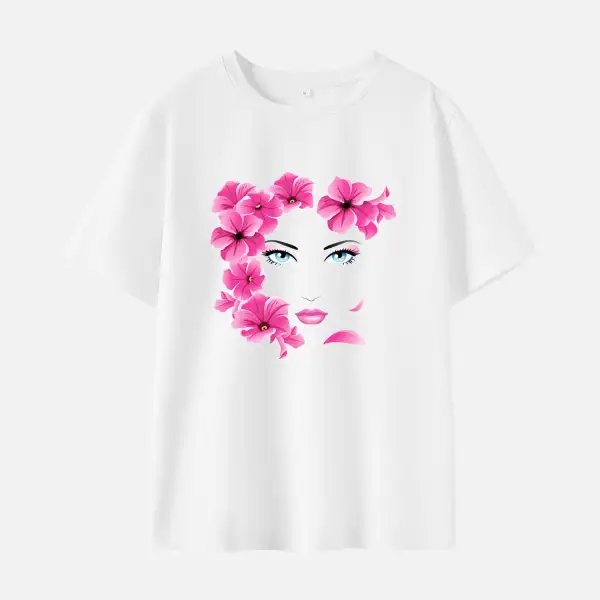 Women Fashion Woman Print Cotton Stain Resistant Short Sleeve T-shirt - Lukalula.com 