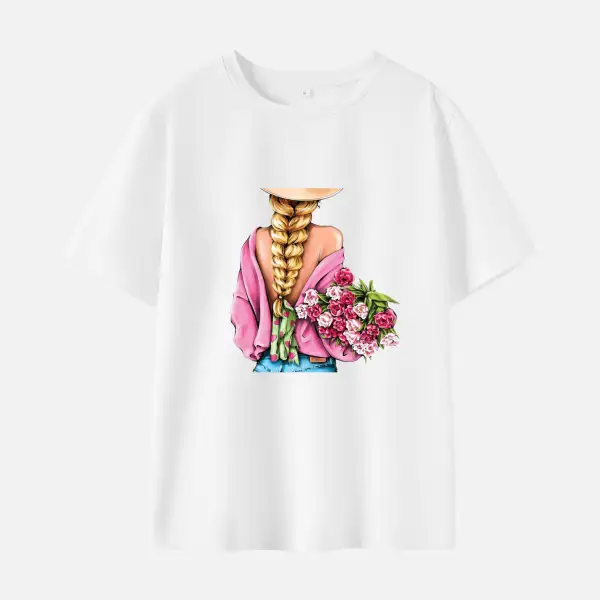 Women Fashion Woman Print Cotton Stain Resistant Short Sleeve T-shirt - Popopieshop.com 