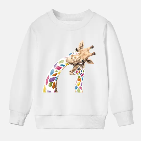 【12M-9Y】Kids Casual Cartoon Giraffe Print Cotton Stain Resistant Long Sleeve Sweatshirt Only $20.16 - Lukalula.com 