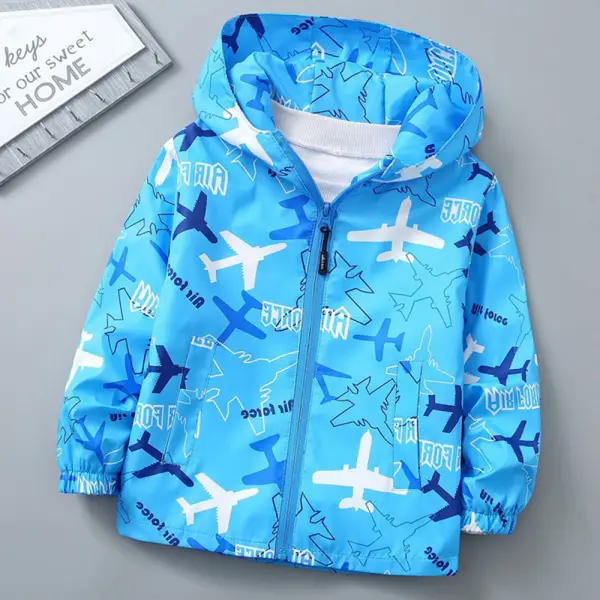 【2Y-6Y】Boys' Airplane Print Hooded Jacket (T-Shirt Not Included) - Lukalula.com 