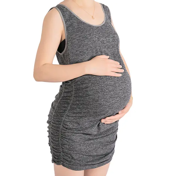Maternity High Stretch Seamless Plus Size Ruffled Sundress - Lukalula.com 