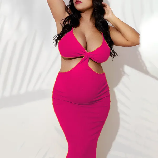 Off Shoulder Backless Cut Out Bandage Bodycon Chic Going Out Photoshoot Maternity Baby Shower Maxi Dress - Lukalula.com 