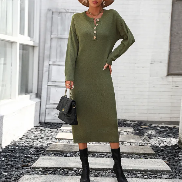 Maternity Ribbed Long Sleeve Knit Maxi Dress - Lukalula.com 