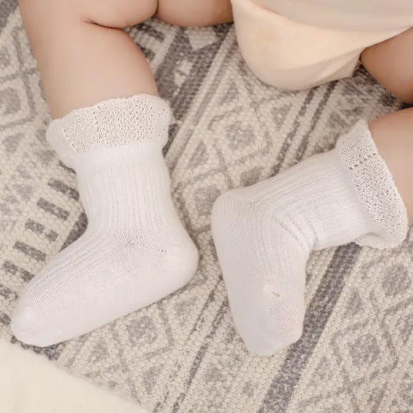 Girls Sweet Solid Color Ruffled Breathable Cotton Socks - Lukalula.com 