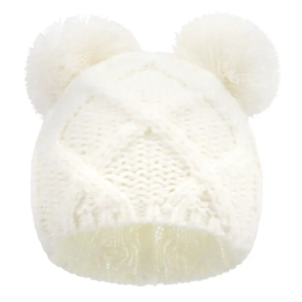 Baby Keep Warm Double Plush Ball Multicolor Knitted Hat - Lukalula.com 