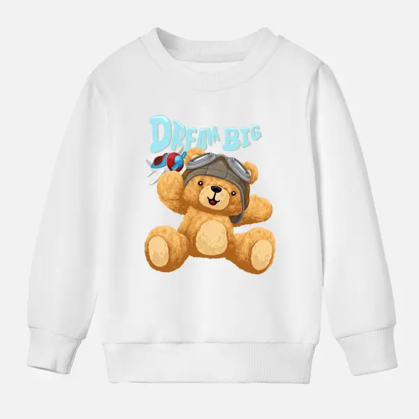 【12M-9Y】Boy's Pilot Bear And Letters And Airplane Print Cotton Stain Resistant Long Sleeve Sweatshirt - Lukalula.com 
