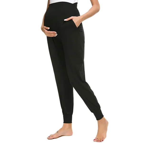 Maternity Simple Black Pants Yoga Pants - Lukalula.com 