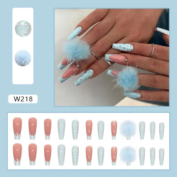 24PCS False Nails Adhesive Nail Tabs For Press On Nails Blue Removable Nails Only $19.51 - Lukalula.com 