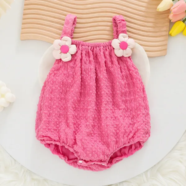 【3M-24M】Baby Girl Cute Floral And Back Wing Design Halter Romper Only $18.55 - Lukalula.com 