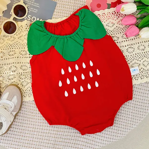【3M-24M】Unisex Baby Cute Strawberry Watermelon Pineapple Shape Print Romper - Lukalula.com 
