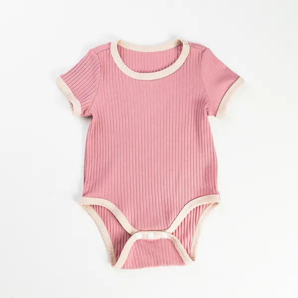 【0M-24M】Unisex Baby Multicolor Solid Short Sleeve Romper - Lukalula.com 